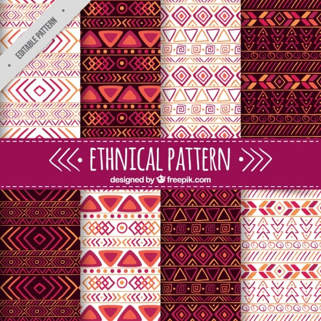 Free vector set of ethnic patterns with purple details