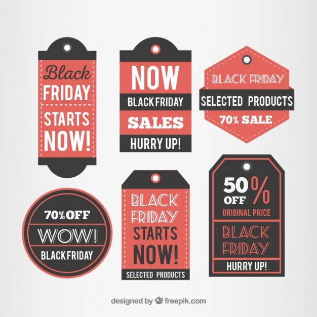 Free vector set etiqueta de black friday