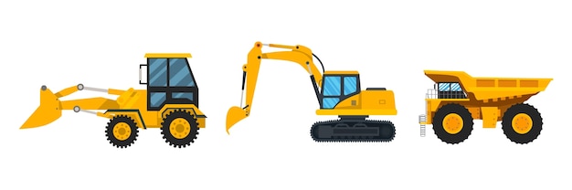 Free vector set of excavators