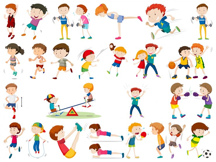 Free Vector set of exercise character