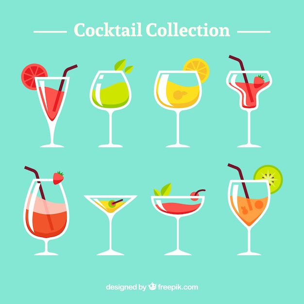 Free vector set of exotic drinks in flat design