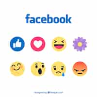 Free vector set of facebook emoticons in flat style