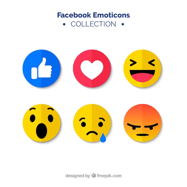 Free vector set of facebook emoticons in flat style