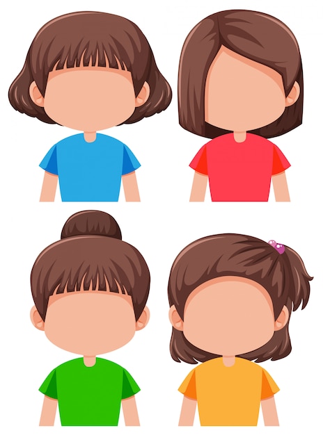 Free vector set of faceless hairstyle