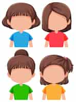 Free vector set of faceless hairstyle