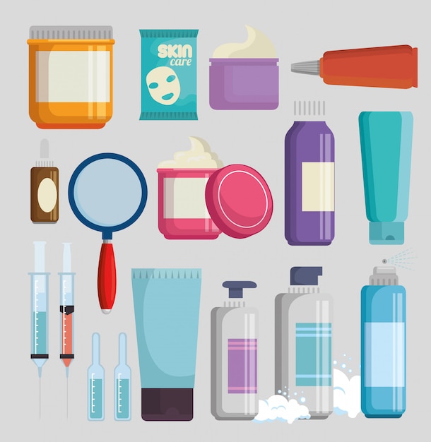 Set of facial creams products