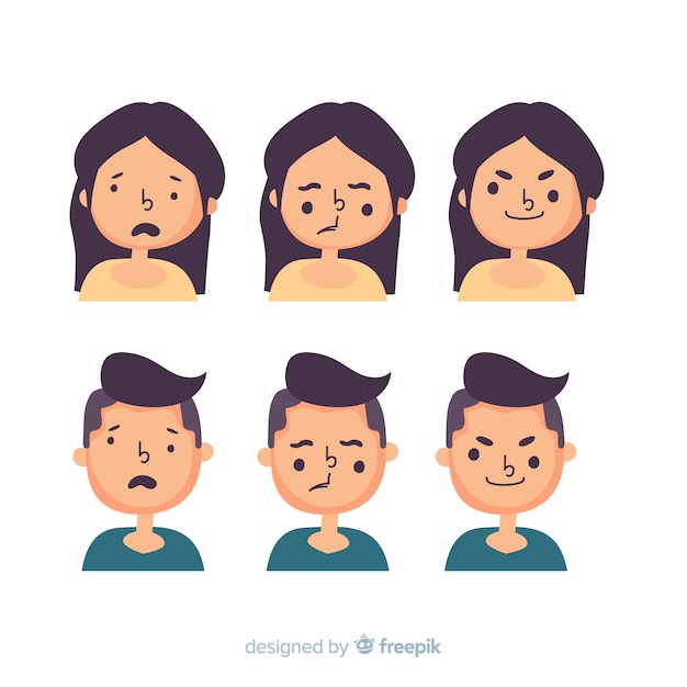 Set of facial expression of different emotions