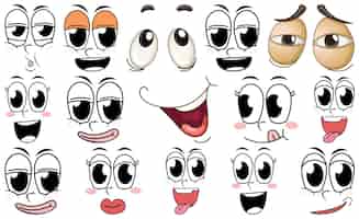 Free vector set of facial expression on white background