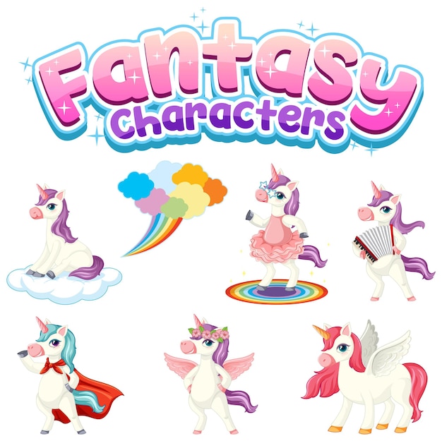 Free vector set of fairy tale cartoon characters