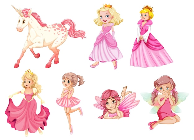 Free vector set of fairy tale cartoon characters