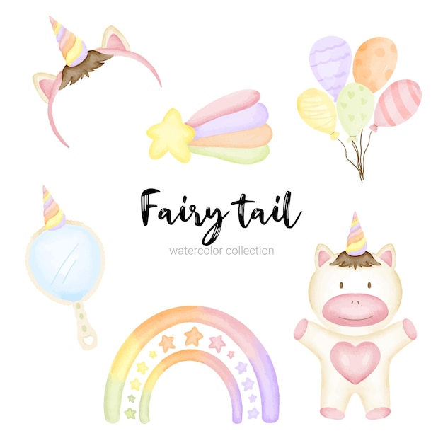 Free vector set of fairy tale characters mythological objects element