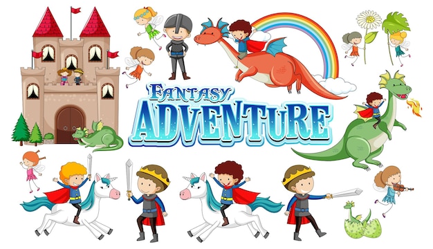 Free vector set of fairy tales cartoon characters