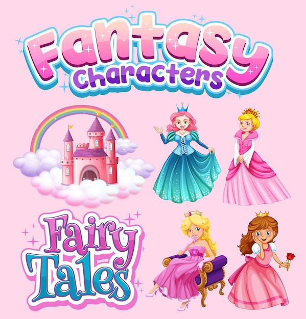 Set of fairy tales cartoon characters