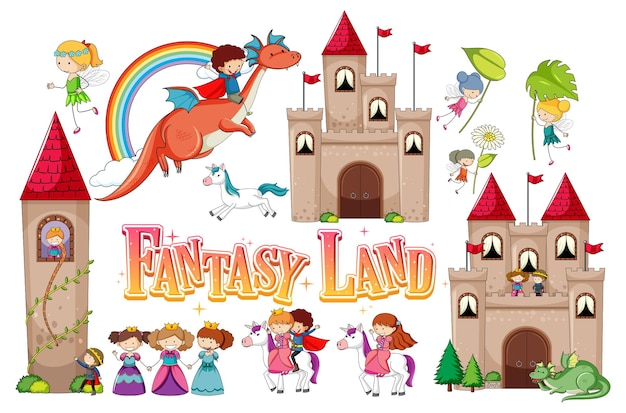 Set of fairy tales cartoon characters