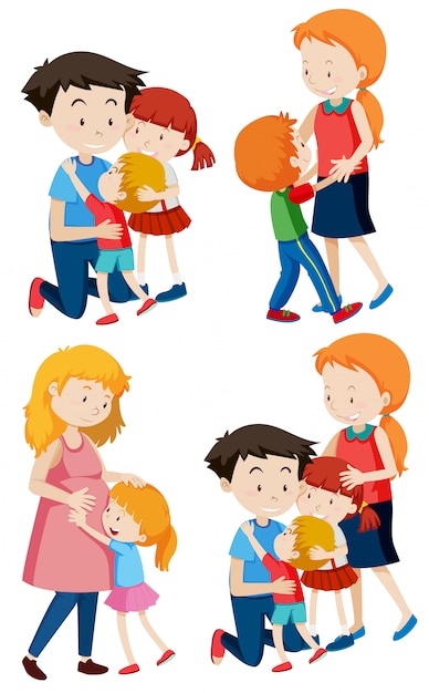 Free vector set of family scenes