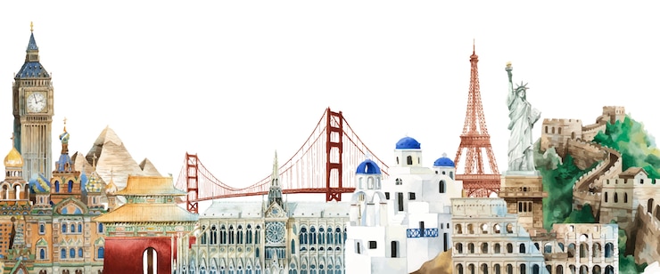 Free Vector set of famous landmark vectors