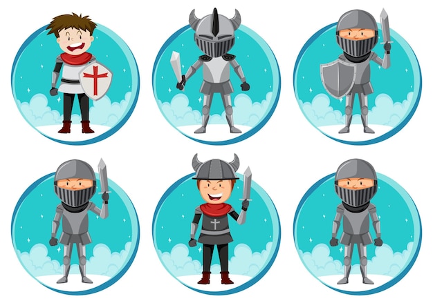 Free vector a set of fantasy character on white background