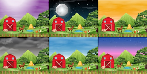 Free vector set of farm landscape