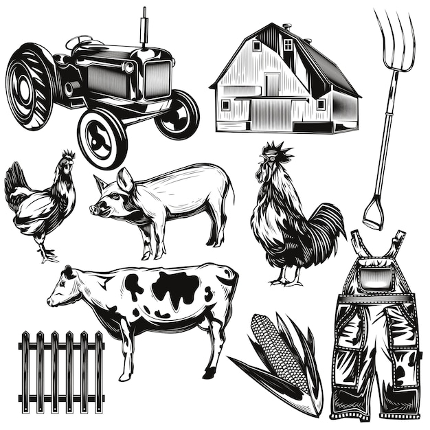 Set of farming elements