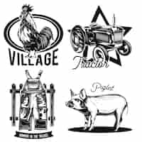 Free vector set of farming emblems