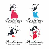 Free vector set of fashion and beauty logo and emblem collection