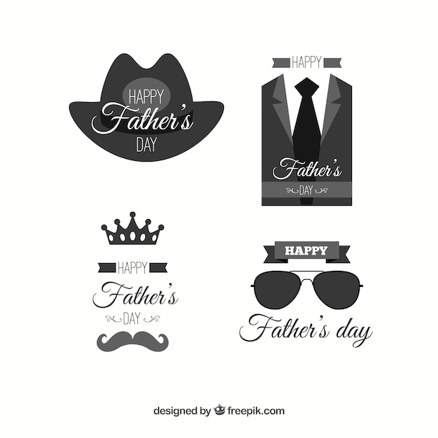 Set of father's day badges with clothes elements in flat style