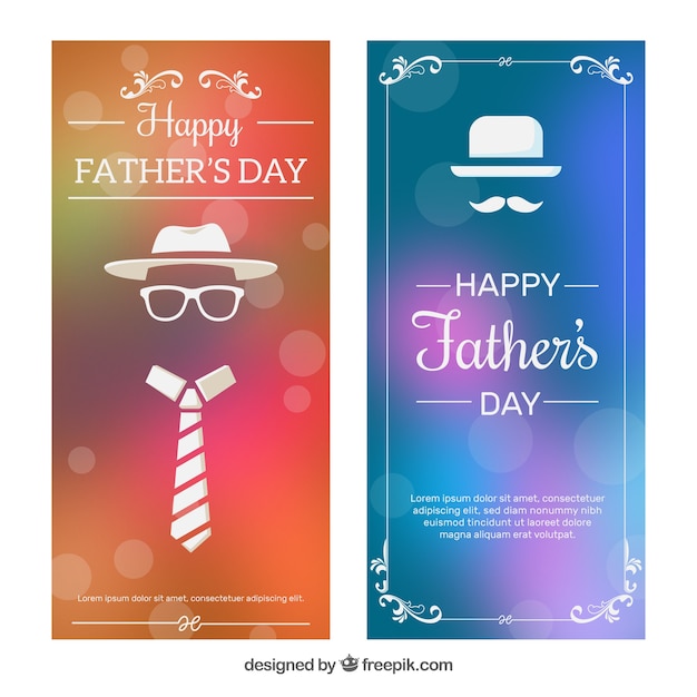 Free vector set of father's day banners in blurred style