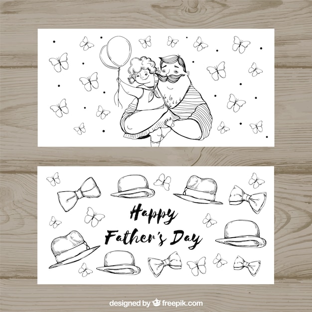 Set of father's day banners with bow ties