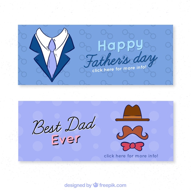 Free vector set of father's day banners with clothes and accessories