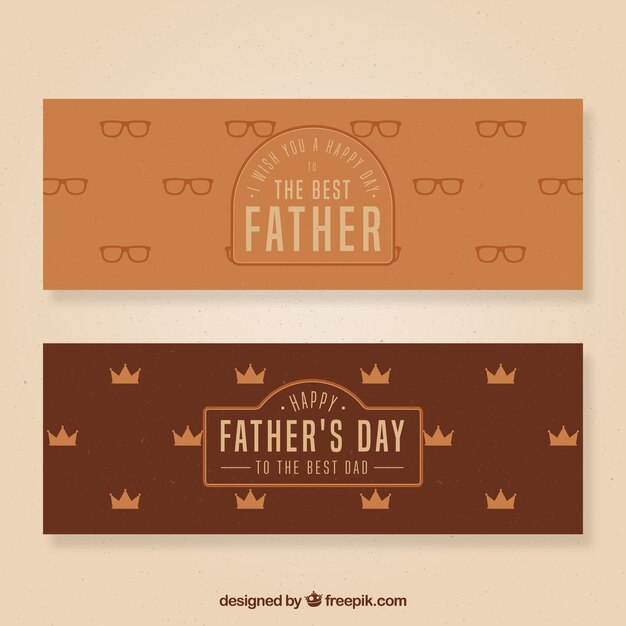 Set of father's day banners with pattern in vintage style