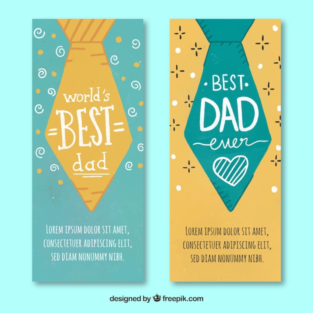 Free vector set of father's day banners with ties