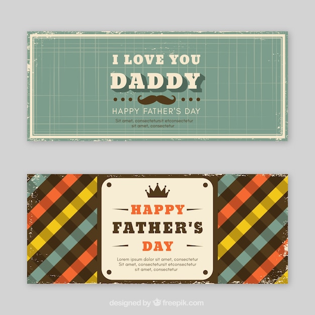 Set of father's day banners with vintage elements