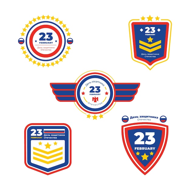 Free vector set of fatherland defender day badges