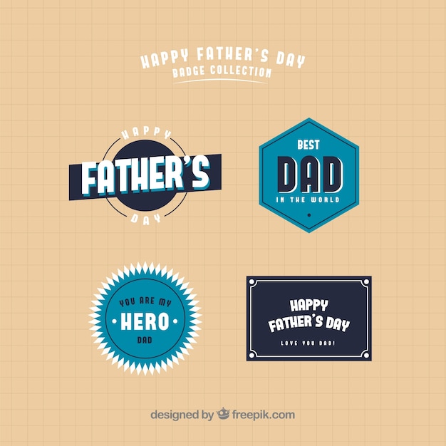 Set of fatther's day badges with different elements