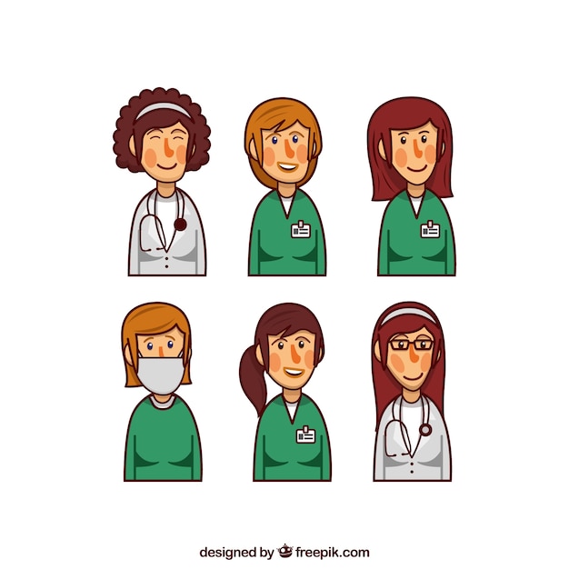 Free vector set of females doctors and surgeons