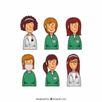 Free vector set of females doctors and surgeons