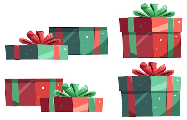 Free vector set of festive xmas gift boxes