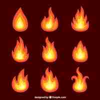 Free vector set of fire flames