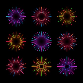 Set of firework explosion vectors