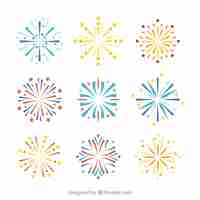 Free vector set of fireworks in flat design