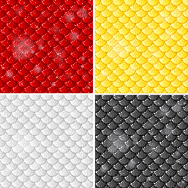 Free vector set of fish scale seamless pattern background