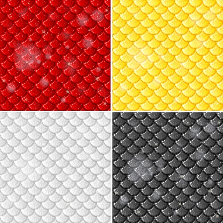 Free Vector set of fish scale seamless pattern background