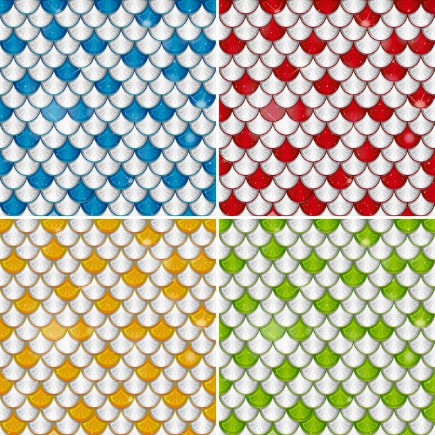 Set of fish scale seamless pattern background