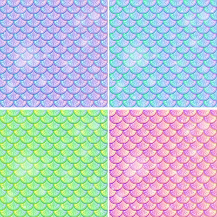 Free Vector set of fish scale seamless pattern background