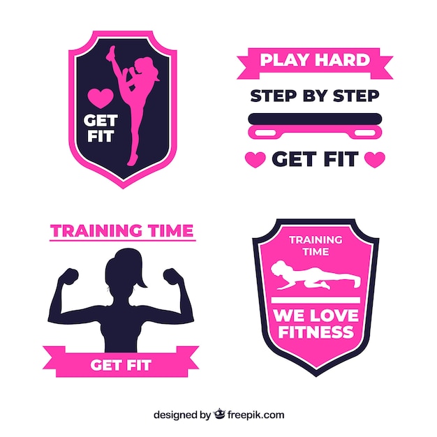 Free vector set of fitness labels in flat style