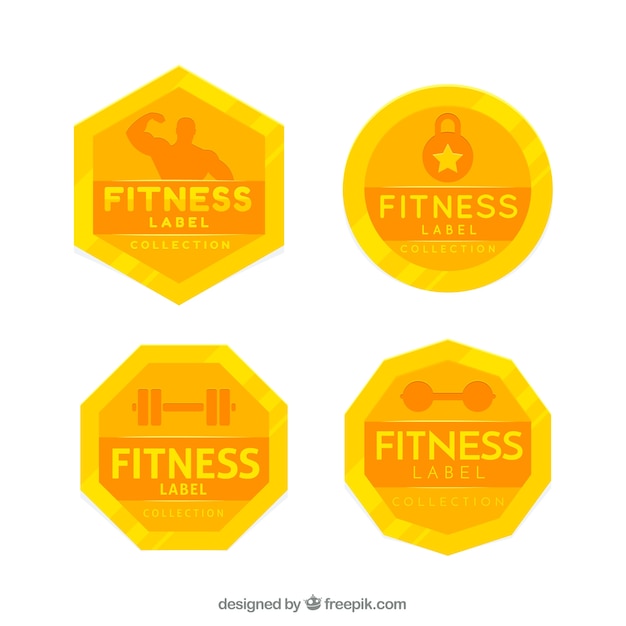 Free vector set of fitness labels in flat style