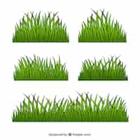 Free vector set of five hand-drawn grass borders