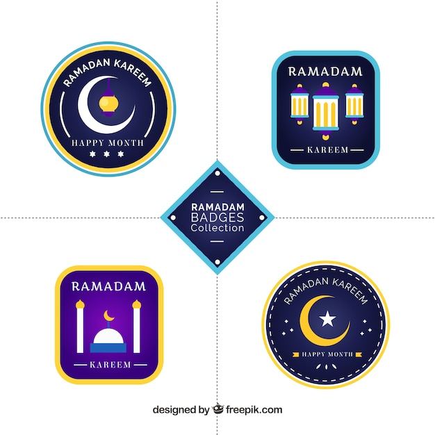 Free vector set of five ramadan labels