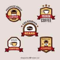 Free vector set of five retro coffee badges