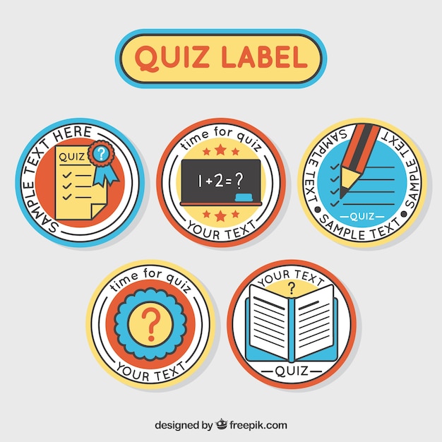 Free vector set of five round quiz labels